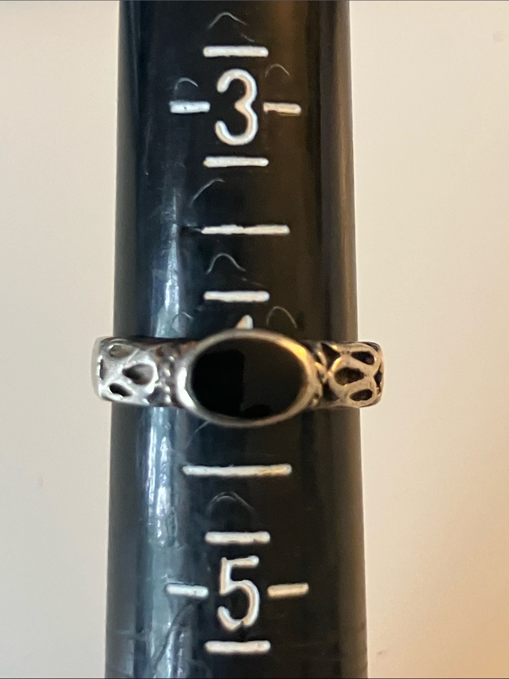Sterling Silver Black Open Back Onyx Oval Ring Toe Ring with Decorative Band
